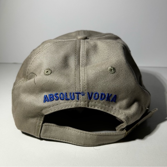 Absolut Vodka Tan Golf Cap Strap back BaseBall Hat Blue Logo Khaki Embroider Dad - Picture 4 of 7